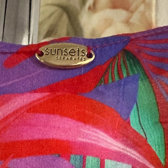 Sunset tropical leaf print caftan size S - Picture 4 of 12